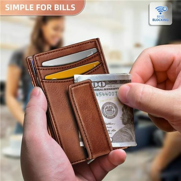 BULLIANT Slim Wallet Men Genuine Leather Front Pocket RFID Blocking Money Clip - Picture 5 of 8